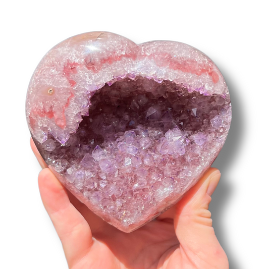 Red & Purple Rainbow Druzy Amethyst Heart