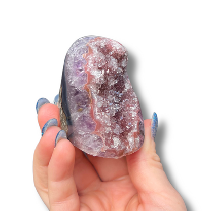 Purple & Red Rainbow Amethyst Cutbase